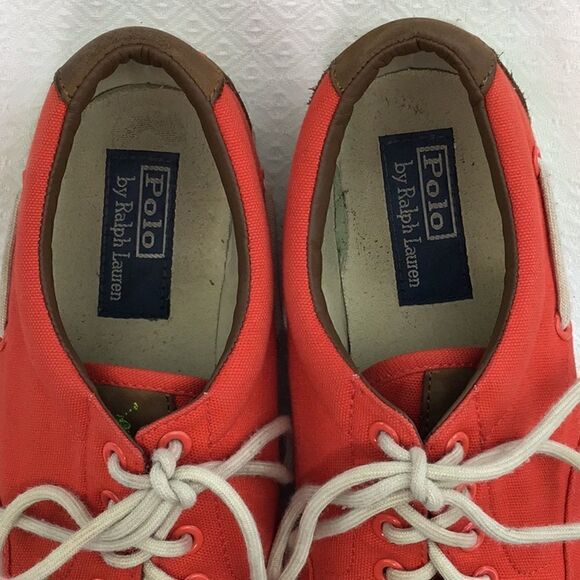 Polo Ralph Lauren Red Lace Up Deck Boat Shoes - Picture 3 of 12